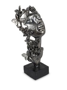 Exklusive Deko Büste Skulptur Dekofigur aus Kunststein in schwarz/silber 15x32 cm