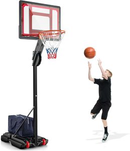 GOPLUS Basketballkorbständer tragbar, Basketballkorb höhenverstellbar 155 bis 235 cm, Basketballanlage auf Rädern für Kinder und Jugendliche
