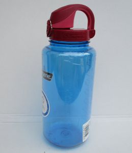 NALGENE Trinkflasche 1 Liter NEU mit OTF Trinkverschluss Flasche Blau Verschluss Rot/Hellrot