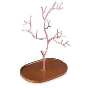 Navaris Schmuckbaum aus Holz und Metall - Schmuckständer für Ketten Ohrringe Ringe - Deko Schmuck Aufbewahrung - Ständer