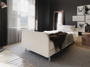 Jednolôžková posteľ s kovovými nôžkami HENRYK COMFORT 3 - 90x200, béžová