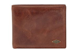 FOSSIL Leder Geldbörse Ryan Bifold with Flip ID RFID Dark Brown braun