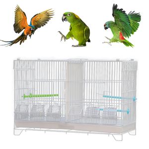 Vogelkäfig käfig Wellensittich Vogelvoliere Vogelhaus für Brutperiode mit Trennwand 60x26x39.5cm Weiß