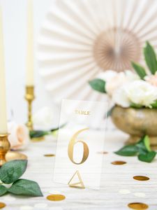 Tischnummern 1-20 Hochzeit 7x12cm transparent gold 20er Set