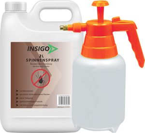 INSIGO 2L + 2L Sprüher Anti Spinnenspray Spinnenmittel Spinnenabwehr gegen Spinnen-Bekämpfung Spinnen vertreiben Schutz Zecken Ungeziefer