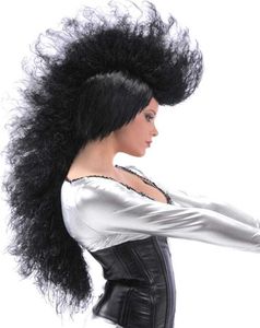 Schwarze Punk Perücke mit XXL Mohawk