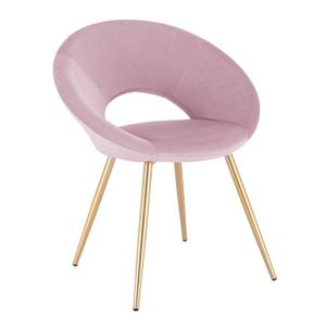 WOLTU Jedálenská stolička 1 ks Kuchynská stolička Kreslo do obývačky, zamatové sedadlo, zlaté kovové nohy, ružová farba