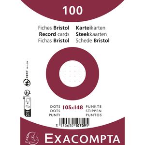 Exacompta 10709E 20x Exacompta, Karteikarten A6 dots/punktkariert, 100 Stück eingeschweißt - Weiß