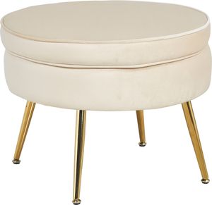SalesFever Sitzpouf | rund | Bezug Samt-Stoff | Gestell Metall goldfarben | B 52 x T 52 x H 41 cm | beige SalesFever Sitzpouf | rund | Bezug Samt-Stoff | Gestell Metall goldfarben | B 52 x T 52 x H 41 cm | beige