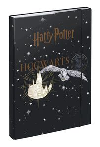 Heftbox für Schulranzen A4 - Sammelmappe für Kinder mit Gummiband und Innenklappen - Heftmappe, Sammelbox mit Gummizug für Jungen (Harry Potter Hogwarts Wappen)