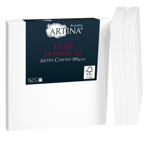 3er Set Artina Premium 3D Keilrahmen Leinwand