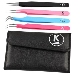 K-Pro Pinzetten Set in schwarzer Tasche - 4er Set