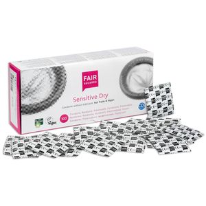 FAIR SQUARED Sensitive Dry Kondome 100 Box 53 mm – Vegane Kondome 100er aus fair gehandeltem Naturkautschuk – Kondom gefühlsecht hauchzart