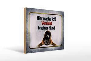 Holzschild Hinweis 40x30cm Vorsicht bissiger Hund