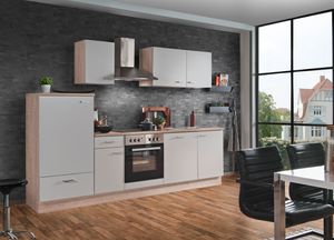 Küchenblock mit Glaskeramikkochfeld und Geschirrspüler Classic 270 cm in weiß matt