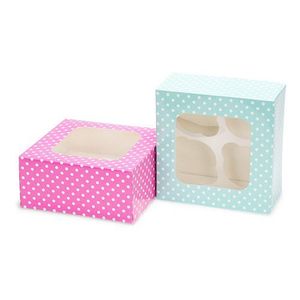Patisse Cupcake Box Gepunktet Hellblau/Pink 2er Set - Größe ca. 16cm