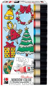 Súprava farieb na okná Marabu "X-Mas" 10 x 25 ml Vianočná súprava
