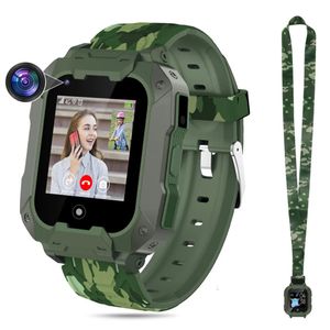 (Zelené) T28 chytré hodinky pro děti, 4G bezpečné chytré hodinky, GPS tracker, SOS volání, kamera wifi pro děti, studenty ve věku od 4 do 12 let, narozeninové dárky