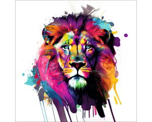 Glasbild Colorful Lion Head IV 20x20 cm