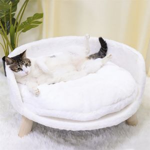 WISFOR Pohovka pre psov s mäkkým poťahom, pohovka pre mačky Drevené nohy Opierka, posteľ pre psov 61,5 × 32,8 cm