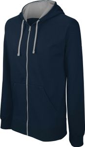 Kariban Herren Kapuzensweatshirt Bicolor mit Reißverschluss K466 navy/fine grey XS
