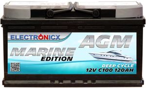 Electronicx Marine Edition Batterie AGM 120 AH 12V Boot Schiff Versorgungsbatterie