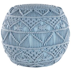 BELIANI Pouf Blau Baumwolle Rund 40 x 40 cm Gestrickt Boho-Stil