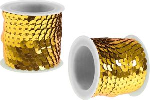 5m Paillettenband 6mm, Farbwahl - Band Paillettenkette Karneval Bauchtanz Pailletten, Farbe:gold