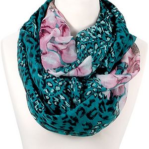 XXL Schlauchschal Infinity Loop Schal Rundschal Leo Print Muster Blumen Leoparde