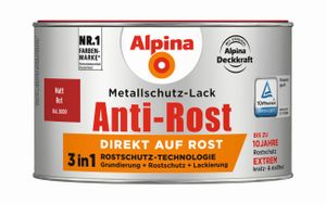 Alpina 300 ml Anti-Rost Metallschutz-Lack, 3in1, RAL 3000 Rot Matt