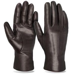 Handschuhe für Damen Lederhandschuhe Winterhandschuhe mit Kaschmirfutter - Dunkelbraun - 5.5
