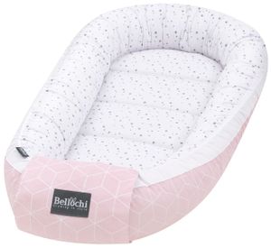 Bellochi Baby Nest Baby Cable Novorozenec - 100% bavlna -  Certified - Baby Cuddly Nest - 90x60x12cm - růžové/bílé aurora