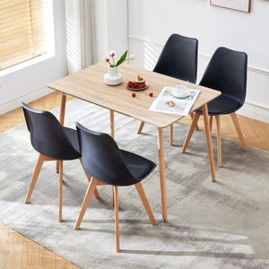 H.J WeDoo Esstisch 110x70x73 cm, Küchentisch Esszimmertisch für 2-4 Personen, Rechteckig Tisch mit Buchenbeine, Modern Design, Eiche