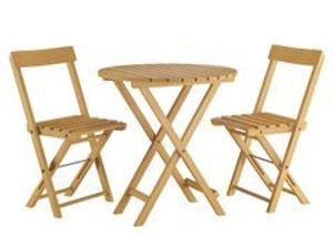 Sitzgruppe, zwei Stühle mit Tisch aus Buche, für Balkon, Garten und Party V-10-213Doppelpack