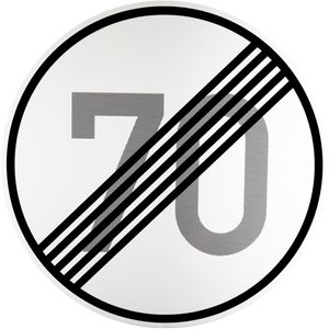 ORIGINAL Verkehrszeichen 278-70 * Ende der zulässigen Höchstgeschwindigkeit 70 km/h * 600 mmØ nach StVO und RAL-Gütebedingungen Verkehrsschild Schild Strassenschild Verbotsschild Straßenzeichen