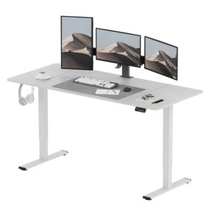 SANODESK Elektrischer Höhenverstellbarer Schreibtisch 180 x 80 cm, Ergonomischer Tischplatte, Steh-Sitz Tisch Computertisch, einfache Montage (weiß)