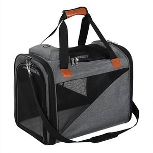 EUGAD Katzentragetasche Hundetragetasche Schultertasche Haustiertasche Faltbare Reisetasche Traglast bis 8 kg Oxford Grau 45x30x35cm