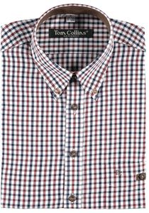 TOM COLLINS Herren Hemd Langarm Freizeithemd mit Button-Down Kragen Gomfevu, Größe:43/44, Farbe:dunkelblau
