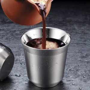 2 Stk 86ml Espressotasse Edelstahl Thermo Tasse Isolierte Tee-Kaffeetassen Mokkatasse doppelwandig Kaffeebecher