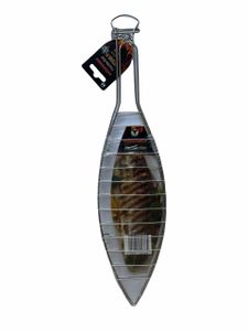 Fischbräter, Fischgitter, Grillguthalter für Fisch, Fisch-Grillzange aus Edelstahl 40cm lang