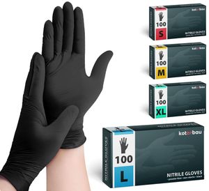 KOTARBAU® 100 kusů krabice jednorázové rukavice nitrilové rukavice jednorázové rukavice L černé rukavice jednorázové gumové rukavice ochranné rukavice dílenské příslušenství rukavice na vaření Rukavice na vaření