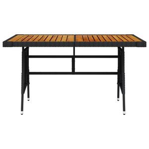 vidaXL Zahradní stůl černý 130x70x72cm Poly ratan a masivní dřevo akácie