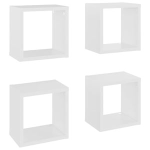 Würfelregale 4er Set Weiß 22x15x22 cm, Hängeregal, Bücherregal, für Wohnzimmer Badezimmer Küche
