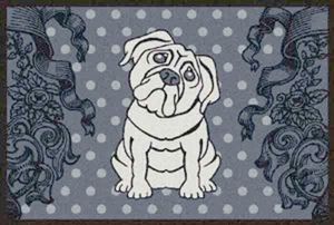 Waschbare Fußmatte - Mops silber  50x75 cm - Wash+Dry Fußabstreifer