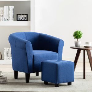 Chesterfield-Sessel Sofa Stuhl Blau Stoff