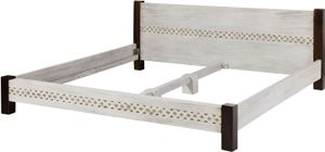 MASSIVMOEBEL24 Bett Mango / Akazie 200x200x75 weiß gewachst CASTLE-ANTIK #404