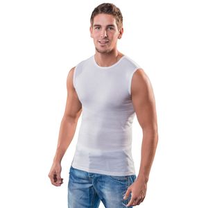 HERMKO 3040 Herren Muskelshirt aus 100% Bio-Baumwolle, Unterhemd Atlethic Vest Rundhals viele Farben, Größe:D 8 = EU XXL, Farbe:weiß