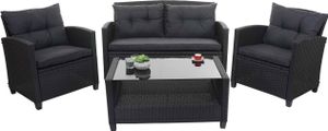 XXL Poly-Rattan Garnitur HWC-F10, Balkon-/Garten-/Lounge-Set Sitzgruppe, Sofa Sessel mit Kissen Spun Poly  anthrazit