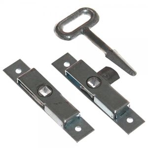 2 Verschluß Riegel + Vierkant Schlüssel Türriegel Fensterriegel Zungenschloß für Anhänger Bordwand Verschluß Neu Old-Harvest