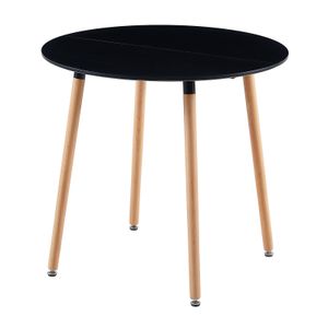 IPOTIUS Kulatý jídelní stůl malý kuchyňský jídelní stůl z bukového dřeva do jídelny, pro malé místnosti, obývací pokoj, kancelář, kuchyň, 80 * 80 * 75 cm, 4 nohy Natural, Black